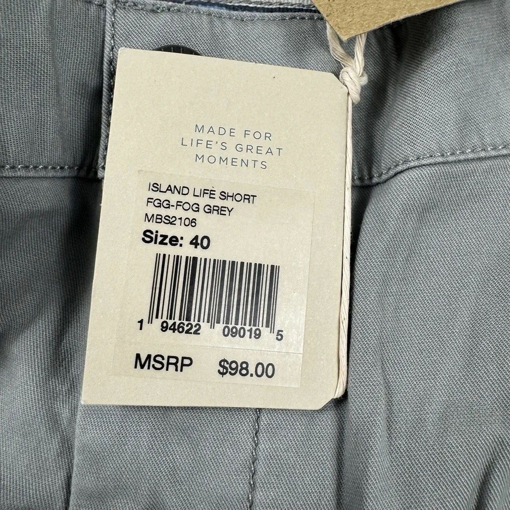 Faherty Island Life Short Fog Grey Organic Cotton Chino MBS2106 Mens 40 NWT